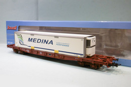 Jouef - Wagon PORTE CONTENEUR MEDINA Sgss SNCF Ep. V Réf. HJ6211 Neuf NBO HO 1/87 - Güterwaggons