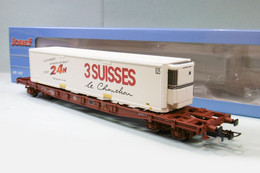 Jouef - Wagon PORTE CONTENEUR 3 SUISSES Sgss SNCF Ep. V Réf. HJ6213 Neuf NBO HO 1/87 - Vagoni Merci