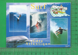 CPM  THEME SPORT : Surf Sur La Côte Basque, 3 Vues Et Dauphin - Ski Nautique