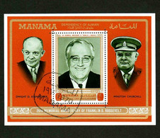 Manama 1970 25th Anniversary Of The Death Of Franklin Roosevelt, President Of The United States，MS,CTO - Asia (Other)