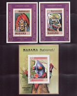 Manama 1971 Mask Of Religious Sacrifice Ceremony，3 MS,CTO - Asia (Other)