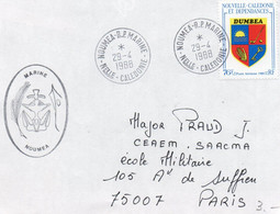 NOUVELLE -CALEDONIE  - AFFRANCHIE POSTE AERIENNE N° 257 -OBLITEREE -CAD NOUMEA R.P. MARINE 1988 - Covers & Documents