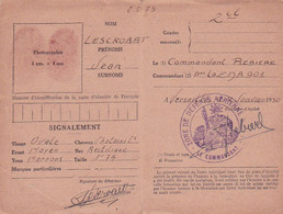 Cachet "" ZONE DE DEFENSE AÉRIENNE N°901 Sur LIVRET INDIVIDUEL ARMÉE DE L'AIR - Janvier 1950 - Aviation Militaire - Militaire Luchtpost