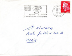 VOSGES - Dépt N° 88 = MIRECOURT 1969 = FLAMME Codée =  SECAP Multiple ' PENSEZ à INDIQUER ' = Pensée N° 2 - Código Postal