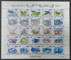 QW75 2014 MALDIVES WWF BIRDS FISHES DOLPHINS SEALS FAUNA ! UNIQUE BIG SH MNH - Non Classés