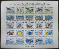 QW76 IMPERF 2014 MALDIVES WWF BIRDS FISHES DOLPHINS FAUNA ! UNIQUE BIG SH MNH - Non Classés