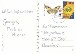 Netherlands Antilles 1998 Curacao Gulf Fritillary Agraulis Vanillae Butterfly Lions Club Card - Mariposas