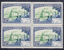 Belgian Congo, Congo Belge 1948 Railway, Trains Mi#289 Mint Never Hinged Piece Of 4 - Unused Stamps