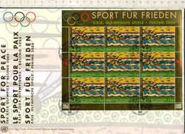 UNO- Wien  2008 MiNr. 546 Bogen- FDC Olympia, Peking: Schwimmen - Briefe U. Dokumente