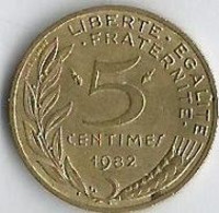 Pièce De Monnaie 5 Centimes Marianne 1982 - 5 Centimes