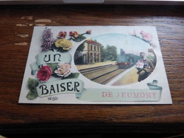 Cpa Un Baiser De Jeumont Train - Souvenir De...