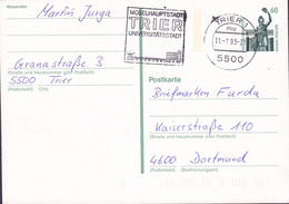 Bundespost Postal Stationery Ganzsache 60 Pf. Bavaria München Slogan 'Moselhauptstadt Universität' TRIER 1993 DORMUND - Postkarten - Gebraucht