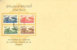 LEBANON -1954 - SPECIAL STAMPS LEAFLET  ISSUE AS  INAUGURATION  OF BEIRUT INTERNATIONAL AIRPORT ( RARE ). - Libanon