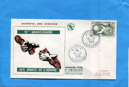 Marcophiie Comores-Enveloppe  IllustréeFDC 10 Dec1958 Droits De L'homme - Storia Postale