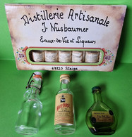 Lot 10 MIGNONNETTES VIDES - 7 Eaux De Vie Marc Liqueurs D'Alsace , Whisky , Armagnac - Vers 1980 - Mignonettes