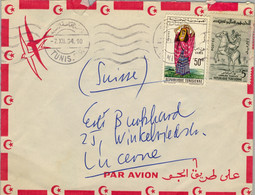 1964 TÚNEZ - SOBRE CIRCULADO , CORREO AÉREO A LUZERNA - Tunisia (1956-...)