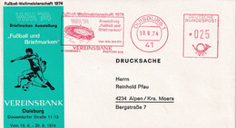 Germany 1984 Cover: Football Fussball Soccer Calcio: Vereinsbank Duisburg Meter EMA Freistempel; Stadium - 1974 – Allemagne Fédérale