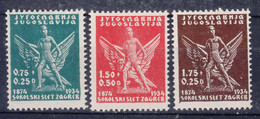 Yugoslavia Kingdom, Sokol Games, 1934 Mi#275-277 Mint Never Hinged / Hinged - Ungebraucht