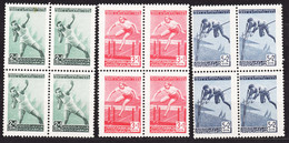 Yugoslavia Republic 1948 Sport Mi#557-559 Mint Never Hinged Pieces Of Four - Unused Stamps