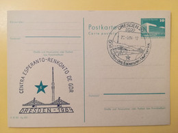 1984 INTERO CARTOLINA POSTALE POSTCARDS FDC GERMANIA DEUTSCHE DDR CENTRA ESPERANTO RENKONTO OBLITERE' DRESDEN 20 - Postkarten - Ungebraucht