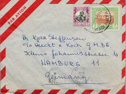 1962 SUDAN , SOBRE CIRCULADO POR CORREO AÉREO , WADI HALFA - HAMBURGO , TRÁNSITO KHARTOUM , SUDAN COTTON - Soudan (1954-...)