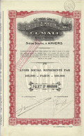 Titre De 1927 - Compagnie Belgo-Congolaise D'Alimentation Et De Commerce - COMALI - - Afrique