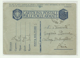 CARTOLINA   POSTALE FORZE ARMATE COMPAGNIA MITRAGLIERI PM 5 - 1943 - Interi Postali