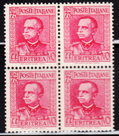 Italy Colonies Eritrea 1931 Sassone#200 Mint Never Hinged Piece Of 4 - Erythrée