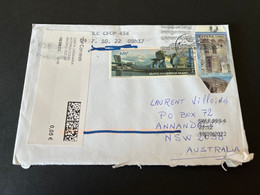 (3 L 54) Letter Posted From Spain To Australia (during COVID-19 Pandemic) (2 Stamps) - Briefe U. Dokumente