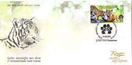 India - 2022  -  2nd International Tiger Forum - FDC. - Lettres & Documents