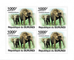 BURUNDI 2011 Mi 2030A KLB AFRICAN SAVANNA ELEPHANT MINT MINIATURE SHEET ** - Blocks & Kleinbögen