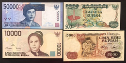 INDONESIA 50000 Rupiah Rupias 2015 + 10000 1998 + 500 1982 Fds  + 5000 1980 Bb LOTTO 4145 - Indonésie