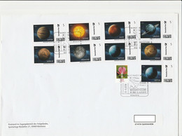 Brief Mit 9  Briefmarke Inividuell Planeten Venus Sonne Uranus Erdmond Merkur Jupiter Mars Erde Neptun 2016 - Astrologie