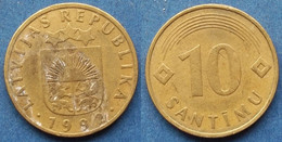 LATVIA - 10 Santimu 1992 KM# 17 Republic Lats Coinage (1991-2013) - Edelweiss Coins - Lettonie