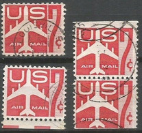 USA Airpost Air Mail 1960 Jet Airliner (red) Single + Corner + Booklet 3+3 Pair SC.#C60 - VFU Condition - 2a. 1941-1960 Gebraucht