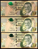 Bahamas 1 Dollars 2015 X 3 Pz KM#71Aa FDS Unc Lotto 4149 - Bahamas