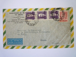 2022 - 3967  Enveloppe Au Départ De  AMBASSADE De FRANCE Au BRESIL  à Destination De PARIS   1956   XXX - Lettres & Documents