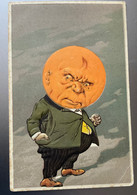 GRUMPY HALLOWEEN MAN Embossed Color Litho Postcard Used In Denmark 1907 - Halloween