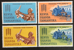 1963 -Kenya  Uganda Tanzania - FAO - Freedom From Hunger Tractor Agriculture - 4 Stamps - New - Kenya, Uganda & Tanzania