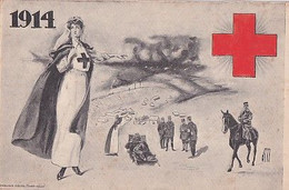 1914          INFIRMIERE CROIX ROUGE      ILLUSTREE ???    + CACHET MILITAIRE - Croix-Rouge