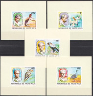 Haute Volta 1977, Schweitzer, Birds, Kingfisher, Birds Of Prey, BF Deluxe IMPERFORATED - Albert Schweitzer