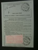 FRANCE LETTRE ENVELOPPE COURRIER ORDRE REEXPEDITION DEFINITIF TIMBRE DISTRIBUTEUR VIGNETTE AFFRANCHISSEMENT TROYES AUBE - Storia Postale