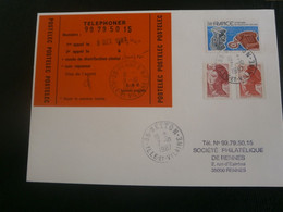 FRANCE LETTRE ENVELOPPE COURRIER SERVICE POSTELEC VIGNETTE ETIQUETTE BETTON RENNES ILLE VILAINE LIBERTE GANDON 2244 2376 - Lettres & Documents