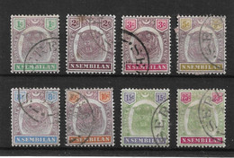 MALAYA - NEGRI SEMBILAN1895 - 1899  SET TO 25c (ex 20c) SG 5/13 (ex SG 12) FINE USED Cat £405+ - Negri Sembilan