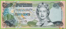 Voyo BAHAMAS ½ Dollar 2001 P68 B334a A UNC Queen Elisabeth II - Bahama's