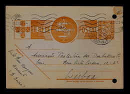 Gc7181 PORTUGAL Postal Stationery Monsanto (SCARCE) -IDANHA A NOVA City Date-pmk 1942-02-25 Mailed Lisboa (2 File Holes) - Flammes & Oblitérations