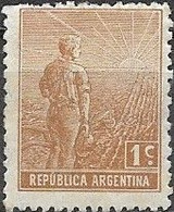 ARGENTINA 1892 Ploughman - 1c. - Brown MH - Unused Stamps