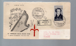 HOG590 - TRIESTE A , FDC Del 23/1/1952 Viaggiata Raccomandata . BELLINI (EML) - Marcofilie