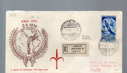 HOG593 - TRIESTE A , FDC Del 7/6/1952 Viaggiata Raccomandata . MOSTRA OLTREMARE (EML) - Marcofilie