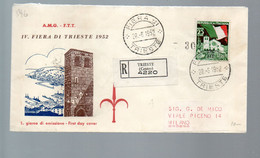 HOG596 - TRIESTE A , FDC Del 28/6/1952 Viaggiata Raccomandata . FIERA TRIESTE (EML) - Marcofilie